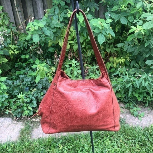 American Leather Company Liberty Shopper  Brandy Tooled Purse - Picture 11 of 11